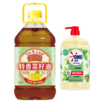 奥妙（OMO）洗洁精茶树除菌1.39kg+厨中香特香菜籽油5L【礼品优选】