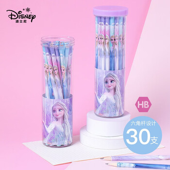 迪士尼（Disney）铅笔 文具30支HB原木书写铅笔 小学生铅笔写字笔 儿童礼物女幼儿园卡通铅笔 冰雪奇缘E0263F