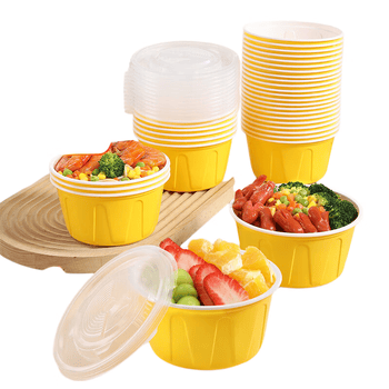 美丽雅一次性饭盒750ml*30套餐碗盒食品级耐高温加厚圆形带盖野餐可微波