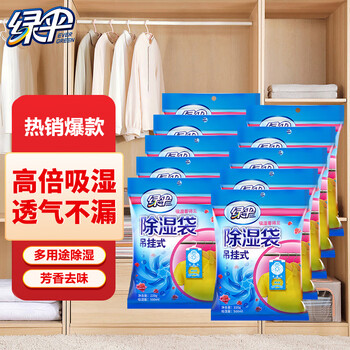 绿伞吊挂式除湿袋 室内除湿干燥剂 房间衣柜防潮防霉剂 220g*10袋