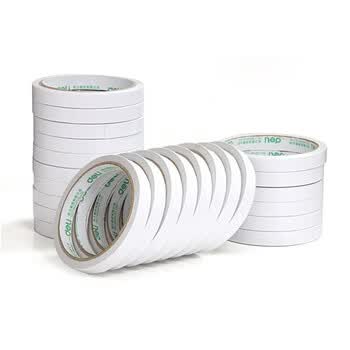 得力(deli)高粘性棉纸双面胶带 12mm*10y(9.1m/卷) 24卷/袋装 办公用品 30401