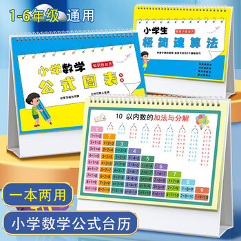 佐澜哲小学数学公式台历图表大全卡片基础知识考点早教启蒙极简速算法小学生思维训练乘法口诀表