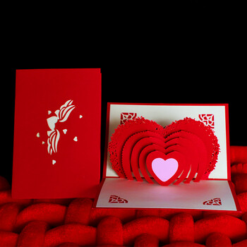 得印3D贺卡爱心 表白心意告白卡片 纸雕折叠立体元旦新年中秋节贺卡彩色剪纸感恩卡送国庆礼物卡片2531