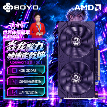 梅捷RX6500XT 炎龙4GD6 4GB GDDR6 电竞游戏电脑高清装机显卡