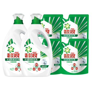 碧浪除菌洗衣液日晒般清新13.6斤装(3kg*2瓶+200g*4袋)家庭装