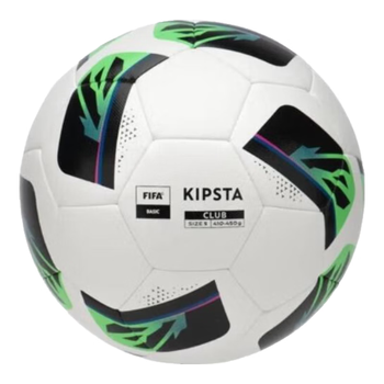 迪卡侬F500足球5号白黑绿拼色学生成人通用日常训练FIFA认证-4788495