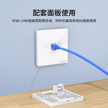 SK-LINK 超五类网络模块面板套装 cat5e非屏蔽免打信息模块网线插座 单口86型电脑面板套装 灰色 SK-LINK 超五类网络模块面板套装 cat5e非屏蔽免打信息模块网线插座 单口86型电脑面板套装 灰色