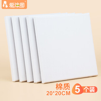 爱涂图 5个装油画框20*20棉质画布带框空白油画颜料丙烯专用儿童画板肌理画油画布板 美术写生美育工具