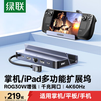 绿联适用steamdeck/oled/ROG扩展坞xboxallyx掌机拓展坞LegionGo手机/平板扩展坞游戏底座4K投屏网口