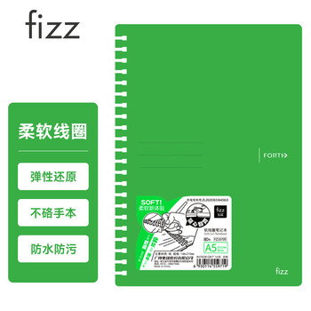 飞兹(fizz)不铬手A5软线圈本PP面笔记本文具记事本硬面抄笔记本横线日记本80页 绿色 fz33705伴手礼