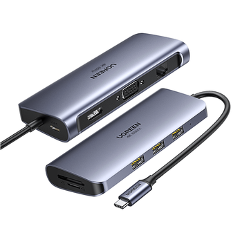 绿联Type-C扩展坞USB-C雷电4拓展坞HDMI网线转接头PD快充充电器分线器读卡通用苹果Mac电脑笔记本iPad