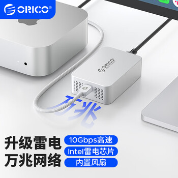 奥睿科（ORICO）雷电转万兆网卡Thunderbolt 3/4转换器10GbE适用Mac miniM4转接NAS存储 REA-10
