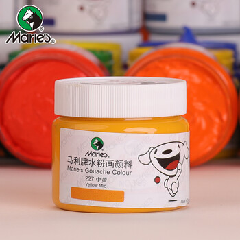 马利(Marie's)水粉颜料100ml中黄 大瓶罐装学生浓缩广告水粉画颜料 写生易清洗无异味儿童色彩颜料G-800 速写 马克笔绘画
