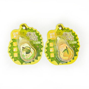 晨光 榴莲忘烦 20米修正带白色PET带芯不断带卡通水果20M涂改中小学生备考试改错ACT523Y3文具 12卡/盒 1盒