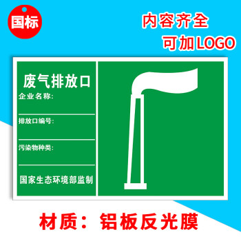 标识牌污水雨水废气噪声一般固体排放口源国标环保污染物种类警示标志