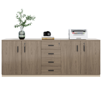 森菲亚办公柜矮柜木质文件柜办公室茶水柜员工带锁储物柜 两门四抽