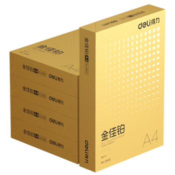 得力（deli）金佳铂A4打印纸 80g500张*5包一箱 高档加厚复印纸 合同标书彩打纸 整箱2500张 3564【尊享品质】
