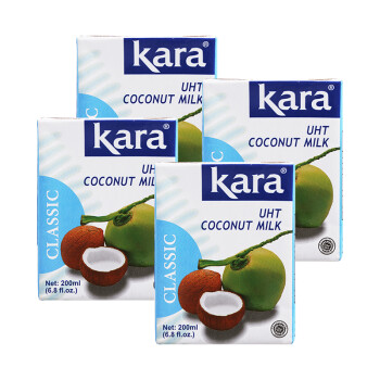 印尼进口 佳乐 （kara）椰浆组合装 西米露甜品烘焙咖喱伴侣 200ml *4