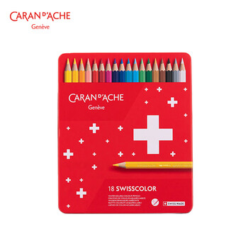 凯兰帝（CARANd'ACHE）瑞士卡达色彩铁盒水性彩铅18色彩色铅笔专业美术套装瑞士卡达1285718美术写生