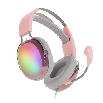 Colorfire七彩虹头戴式电竞游戏耳机USB7.1声道有线电脑网课办公带线控麦克风RGB幻彩灯效木星粉色