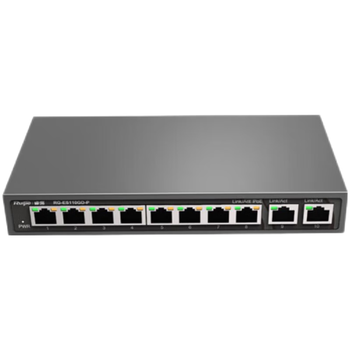 锐捷RG-ES110GD-P V2 10口千兆poe交换机 铁壳非网管 企业级监控工程分线器