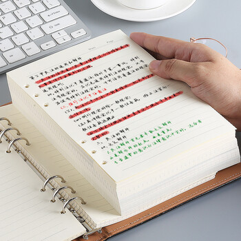 申士（SHEN SHI）90张1本活页本笔记本替换内芯 加厚100克米黄色纸 适用于6孔A5活页记事本子横线款J8025