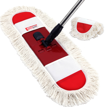 伊司达 棉线拖把 55CM不锈钢杆1.35米共2块布棉纱大号平板拖家用一拖净