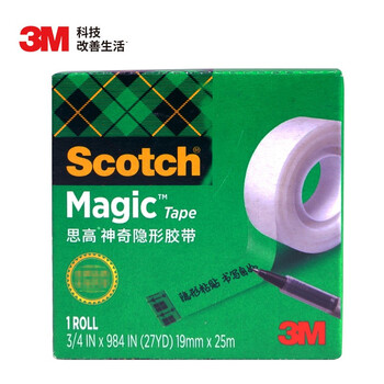 3M 思高 隐形胶带 磨砂透明神奇错题胶带 无痕隐形 可黏错题 办公用品 810-CQ25 19mm×25m 1包装