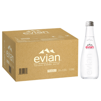 依云（evian）330ml*20瓶 玻璃瓶饮用水 高端矿泉水 法国进口 会议商务用水