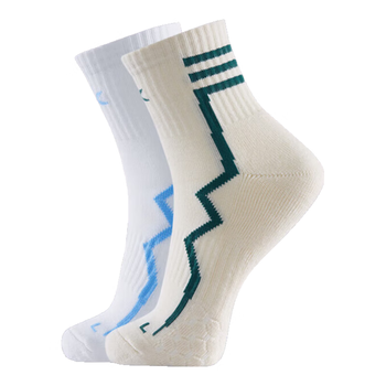 kawasaki川崎羽毛球袜跑步透气男女款运动袜B6340(两双装) 星河蓝/星河黄