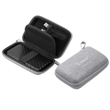 奥睿科(ORICO)2.5英寸硬盘盒保护包 数据线/U盘/耳机/数码配件收纳盒包防震防摔套 灰色HXA25
