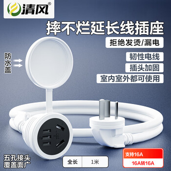 清风（kyfen）QF-Y16-16电瓶车充电延长线16a大功率防冻耐寒防水插排插线板16A转16A 1.5平方 全长1米 澳标
