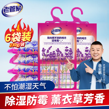老管家薰衣草除湿袋230g*6衣柜挂式干燥剂室内房间汽车吸湿回南天防霉剂