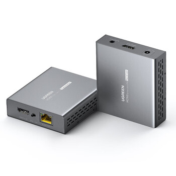绿联（UGREEN）10938 HDMI延长器50米 4K60HZ高清单网线转HDMI传输器 本地环出音频分离器一对装 
