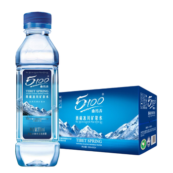 5100西藏冰川矿泉水500ml*24瓶整箱 刘涛同款高端弱碱低氘饮用矿泉水 