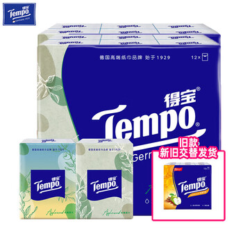 得宝 纸手帕 迷你4层7片12包(苹果木味)*2提 共24包 便携纸巾 T0142F