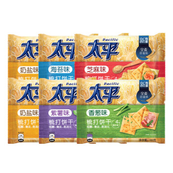 太平 太平 苏打饼干咸味饼干零食大礼包 全口味系列 100gX6连包