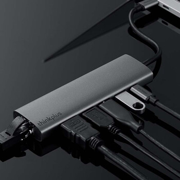ThinkPad联想 Type-C扩展坞 USB分线器 RJ45千兆网口转接头 HDMI转换器 PD快充 苹果笔记本拓展坞LC06-R