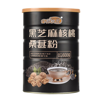 谷物粮园黑芝麻核桃桑葚粉600g*2桶  黑芝麻糊 营养早餐代餐
