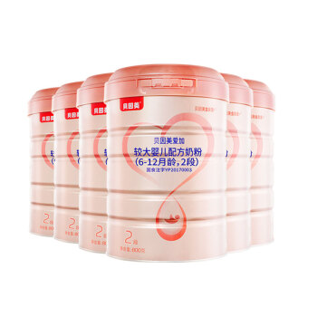 贝因美 （Beingmate）爱加2段配方奶粉800g*6罐装 含乳铁蛋白+核苷酸+益生元,降价幅度20.8%