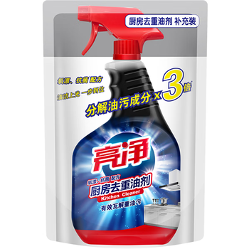 亮净厨房去重油剂氧漂抗菌500ml袋补充装 厨房油污清洁剂油烟机清洗剂