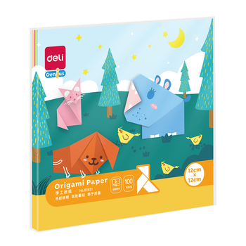得力(deli)100张12*12cm彩色折纸 手工折纸剪纸彩纸绘画美术软卡纸DIY手绘纸创意儿童文具生日开学礼物