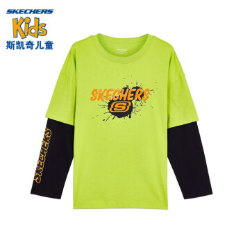 skechers斯凯奇童装男童t恤长袖新款纯棉中大童打底衫l221b12600v4青
