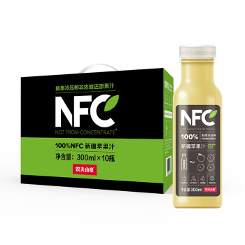 农夫山泉 NFC果汁饮料 100%NFC新疆苹果汁300ml*10瓶 礼盒