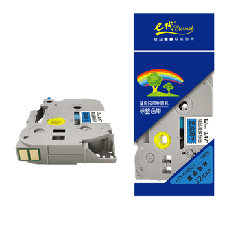 e代标签色带12mm蓝底黑字TZe-Z531带芯片适用brother兄弟PT-E115B标签机D210打印机e100色带标签纸