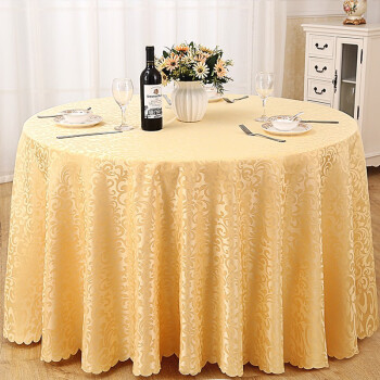 圆桌桌布布艺中式餐厅饭店酒店餐桌布圆形台布家用餐垫定做浅黄色圆桌