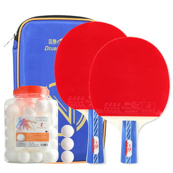 双鱼（DOUBLE FISH）乒乓球拍体育用品乒乓拍横直双拍 拍套+63球  麒麟系列V11