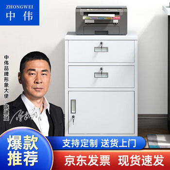 中伟矮柜活动柜文件柜工具储物柜桌下柜员工柜铁皮柜二斗一门加厚