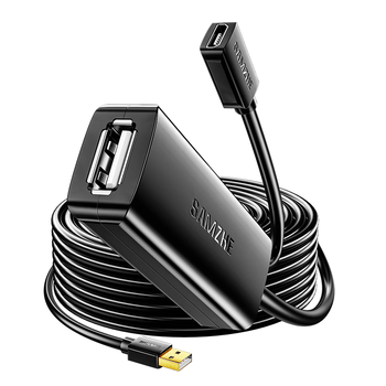 山泽USB2.0工程级延长线10米公对母数据连接线无线网卡打印机摄像头延长器带信号放大有供电接口FD-10U
