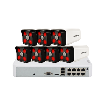 HIKVISION海康威视监控摄像头套装7路200万高清红外夜视室内外监控摄像机高清拾音网线供电带6T硬盘B12HV3
